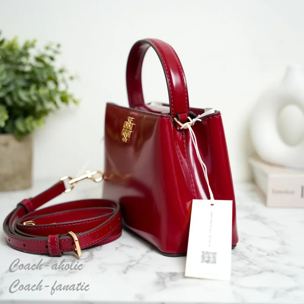 Tory Burch Britten Smooth Leather Mini Satchel Crossbody in Bartlett Red 162831
